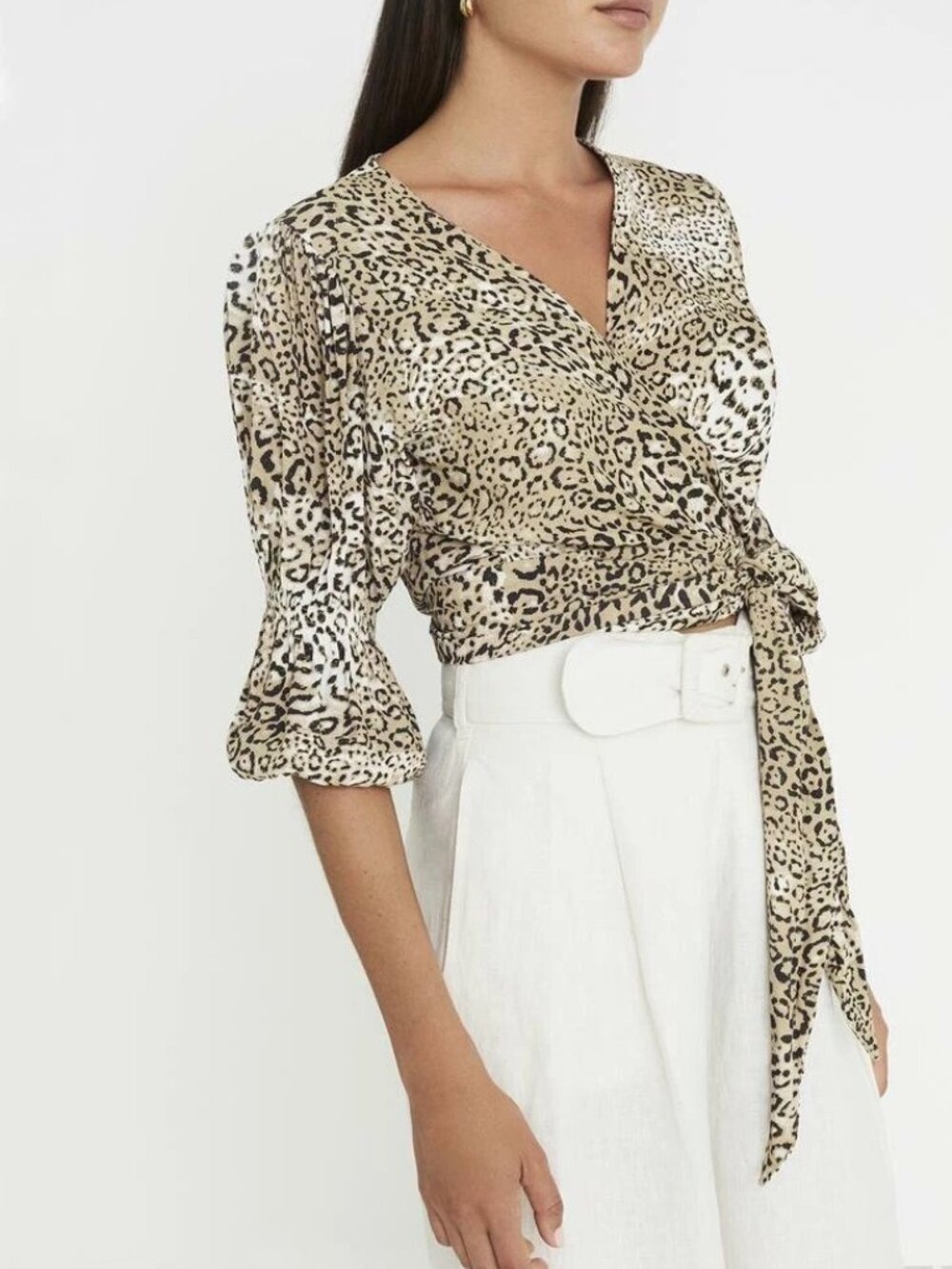 Faithfull The Brand Leopard Wrap Crop Top XS